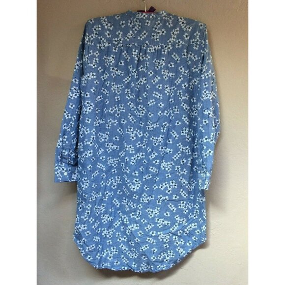 Lands' End Draper James Nightshirt Floral Chambray Long Sleeve Tunic Small 6-8 - Picture 2 of 7